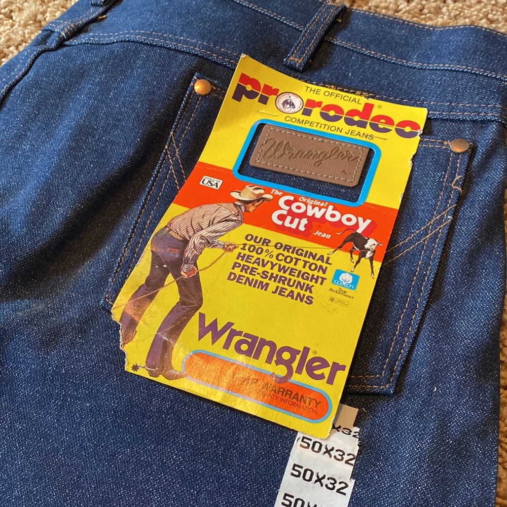 MADE IN USA! New! 70’s/80’s Mens Wrangler Cowboy/Rodeo Cut 50/32. 2 Pair Avail!
